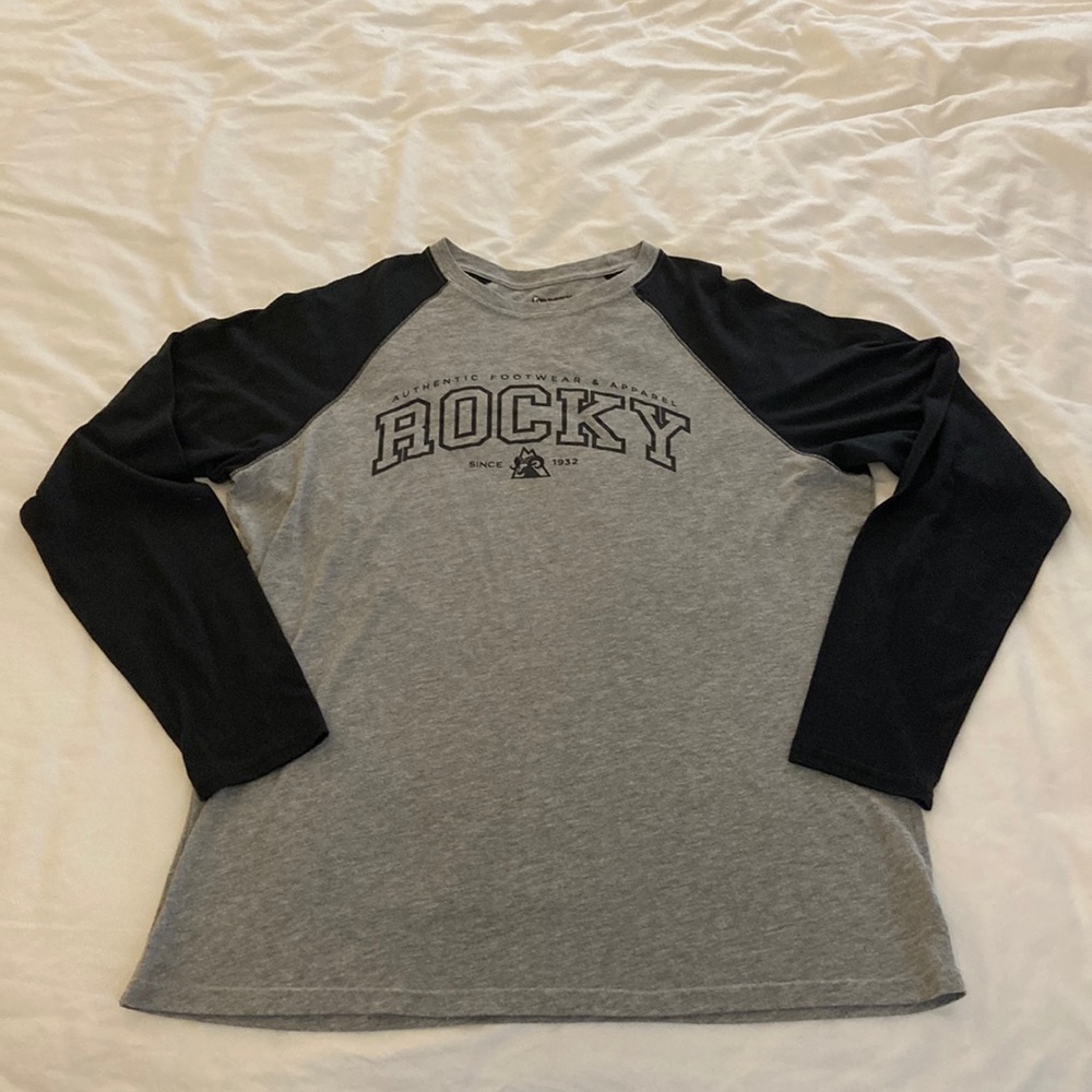 ROCKY black and gray color block long sleeve baseball tee. XL